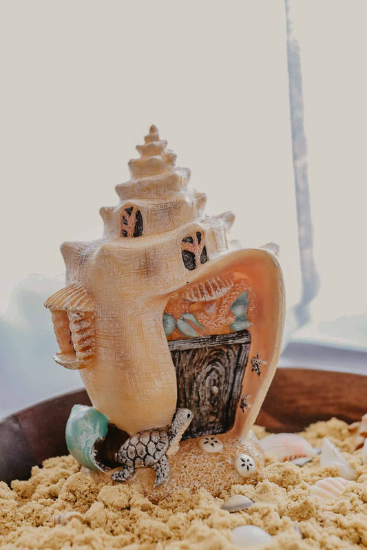 Standing Conch Shell House with Turtle